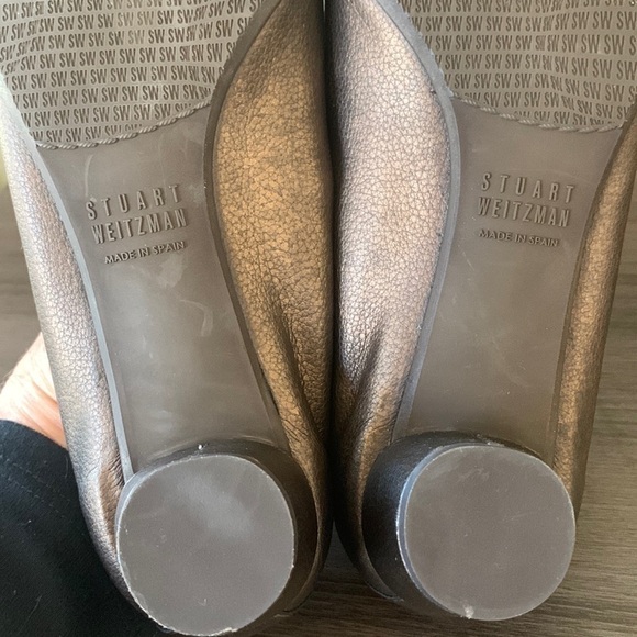 Stuart Weitzman Brown Leather Scrunch Slip On Comfort Ballerina Heel Size 7 ** - Picture 7 of 8